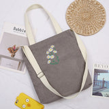 LoveFery - Large Women Shoulder Shopper Bag Ladies Canvas Tote Shopping Bags Corduroy Female Handbag Crossbody Book Bags for Girl Student