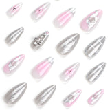 3D Y2K Style Droplet Sensation Fake Nails Starlight Love Pink Color Full Cover Artificial False Nails For Women Daily Salon Use