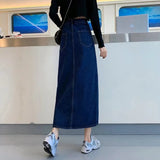 lovefery Denim Skirt   Woman Jeans Skirt Wide Leg Denim Clothing Blue Jeans Vintage Quality  Fashion Straight Pants