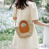 lovefery - Straw Summer Beach Bag Women Vintage Handmade Woven Shoulder Bag Shell Fashion Tote Vacation Casual Bucket Bag