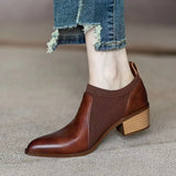 lovefery Autumn New Soft Work Shoes,Women Mid Heels,Stretch,Pointed Toe,Slip On British Style