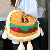 LoveFery - Creative Kawaii Hamburger Canvas Tote Bag Travel Bag Should Bag Women Leisure Eco Shopping High Quality Foldable Handbag