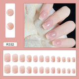 24pcs/box Fake Nails Press on Short Reusable with Designs Set French Artificial Pink kawaii False Tipsy Stick-on Nails Tips Art