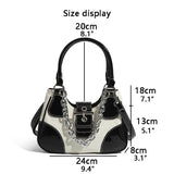 LoveFery - Luxury Designer Handbags Women Canvas Splicing Shoulder Bags Free Shipping Girls Patent Leather Chain Crossbody Bags