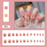 24Pcs/Box Sweet Short Round/Square Head False Nail Art Full Cover Detachable Artificial Fake Nails Ballerina Press on Nails Tips