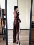 lovefery  New Spring and Autumn Zipper Jacket High Waist Wide Leg Pants Two-piece Fashion Casual Loose Long-sleeved Sports Suit Women