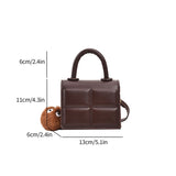 LoveFery - 2 Size Trend Chocolate Plaid PU Leather Shoulder Crossbody Bags for Women Designer Brand Female Short Handle Handbags and Purses