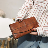 LoveFery - Vintage Trifold Wallet Women Long PU Leather Wallet Female Clutch Purse Hasp Female Phone Bag Girl Card Bags Ladies High Quality