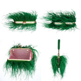 LoveFery - Luxury Ostrich Feather Evening Bags For Women  Chain Shoulder Crossbody Bag Tassel Party Clutch Purse Green Wedding Handbags