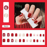 24Pcs/Box Sweet Short Round/Square Head False Nail Art Full Cover Detachable Artificial Fake Nails Ballerina Press on Nails Tips