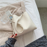 LoveFery - PU Leather Women Bucket Shoulder Bag Brand Luxury Solid Color ladies Handbags Casual Female Crossbody bags bolsas totes