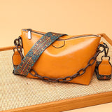 LoveFery - Vintage Oil Wax Leather Shoulder Crossbody Bags For Women New Designer Chains Handbag Luxury Soft Female Messenger Tote Sac