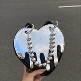 lovefery - Original Design Diablo Y2K Heart Chain New Silver Mirror Niche Shoulder Bag Underarm Bag Fashion Women Bag Side Bag for Ladies