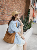 LoveFery - Canvas Shoulder Bag for Women Hobos Small Messenger Crossbody Bag Casual Korean Style Handbag Purse Vintage Schoolbag