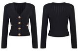 Vida V-neck Knit Cardigan with Gold Buttons