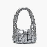 LoveFery - Fashion Ruched Quilted Women Shoulder Bags Hobos Padded Lady Handbags Luxury Pu Leather Small Tote Bag Casual Puffy Purses