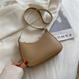 LoveFery - Trend New Luxury Women&#39;s Fashion Handbags Retro Solid Color PU Leather Shoulder Underarm Bag Casual Women Hobos Handbags