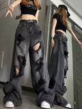 lovefery Niche Design Jeans, High Street Heavy Industry Wide Leg Pants, High-end Floor Length Pants, Trendy Brand Women's Jeans