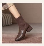 lovefery Autumn Winter New Ankle Socks Shoes Women Fashion Large Size  Knitted Short Boots Women Slip On High Heels