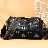 Vintage Rivet Leather Women Handbag and Purse Fashion Boston Pillow Crossbody Bag Large Capacity Female Designer Shoulder Bag