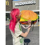 lovefery - Cute Retro Hamburger Kawaii Shoulder Bag High Capacity Pu Leather Student Backpack Women Bag School Backpack College Students