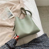 LoveFery - PU Leather Women Bucket Shoulder Bag Brand Luxury Solid Color ladies Handbags Casual Female Crossbody bags bolsas totes