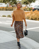 Xavier Satin Tiger Print Midi Skirt