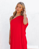 Strike A Pose One Shoulder Statement Maxi Dress - Tomato Red