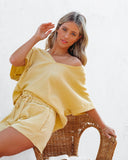 Sumner Cotton Relaxed V-Neck Top - Yellow