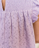 Tatum Smocked Lace Babydoll Top - Lilac