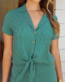 Tonya Striped Button Down Tie Top