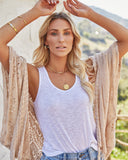 Tranquil Crochet Fringe Knit Cardigan - Taupe