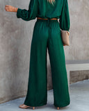 lovefery Tamra Pocketed Satin Pants - Dark Green