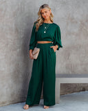 lovefery Tamra Pocketed Satin Pants - Dark Green