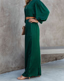 lovefery Tamra Pocketed Satin Pants - Dark Green