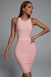 lovefery Unica Backless Ruched Mini Cocktail Dress - Pink