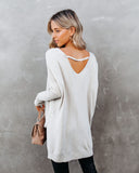 Vital V-Neck Ribbed Sleeve Sweater - Heather Stone