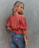 Within Reach Wrap Crop Top - Clay