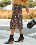 Xavier Satin Tiger Print Midi Skirt