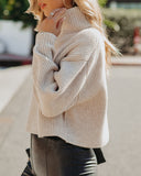 Ysabella Crop Turtleneck Knit Sweater - Oatmeal