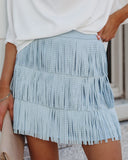 Zoie Studded Fringe Mini Skirt - Blue