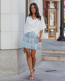 Zoie Studded Fringe Mini Skirt - Blue