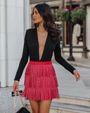 Zoie Studded Fringe Mini Skirt - Poppy