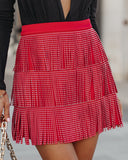 Zoie Studded Fringe Mini Skirt - Poppy