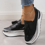 lovefery - Black Casual Sportswear Patchwork Contrast Round Comfortable Out Door Shoes