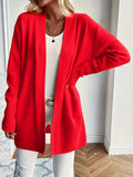 Chic Long Sleeve Knit Cardigan - Cozy Pockets & Open Front - Versatile for Casual Wear, Women's Apparel