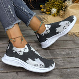 lovefery - Black Casual Patchwork Printing Round Comfortable Out Door Shoes