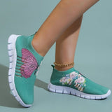 lovefery - Cyan Casual Patchwork Printing Round Comfortable Shoes