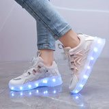 Rechargeable Luminous LED Sneakers - Radiant, Breathable, Non-Slip, Shock-Absorbing Shoes with Rotating Button - Perfect for Active Boys, Ideal for Outdoor Running, Walking, and Playing