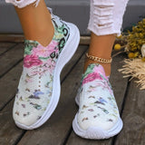 lovefery - White Casual Patchwork Printing Round Mesh Breathable Comfortable Out Door Shoes